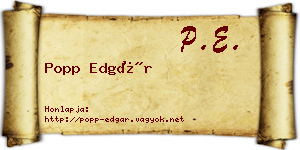 Popp Edgár névjegykártya